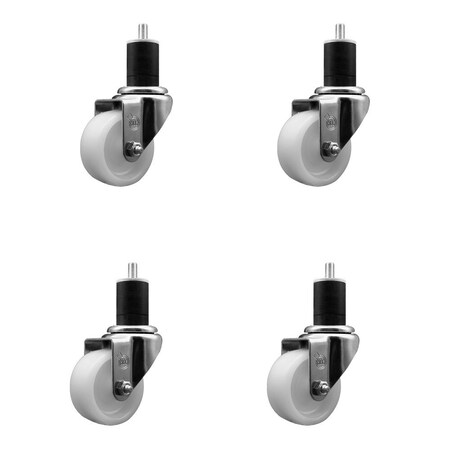 Service Caster 3'' Nylon Wheel Swivel 1-3/4'' Expanding Stem Caster Set, 4PK SCC-EX20S314-NYS-134-4